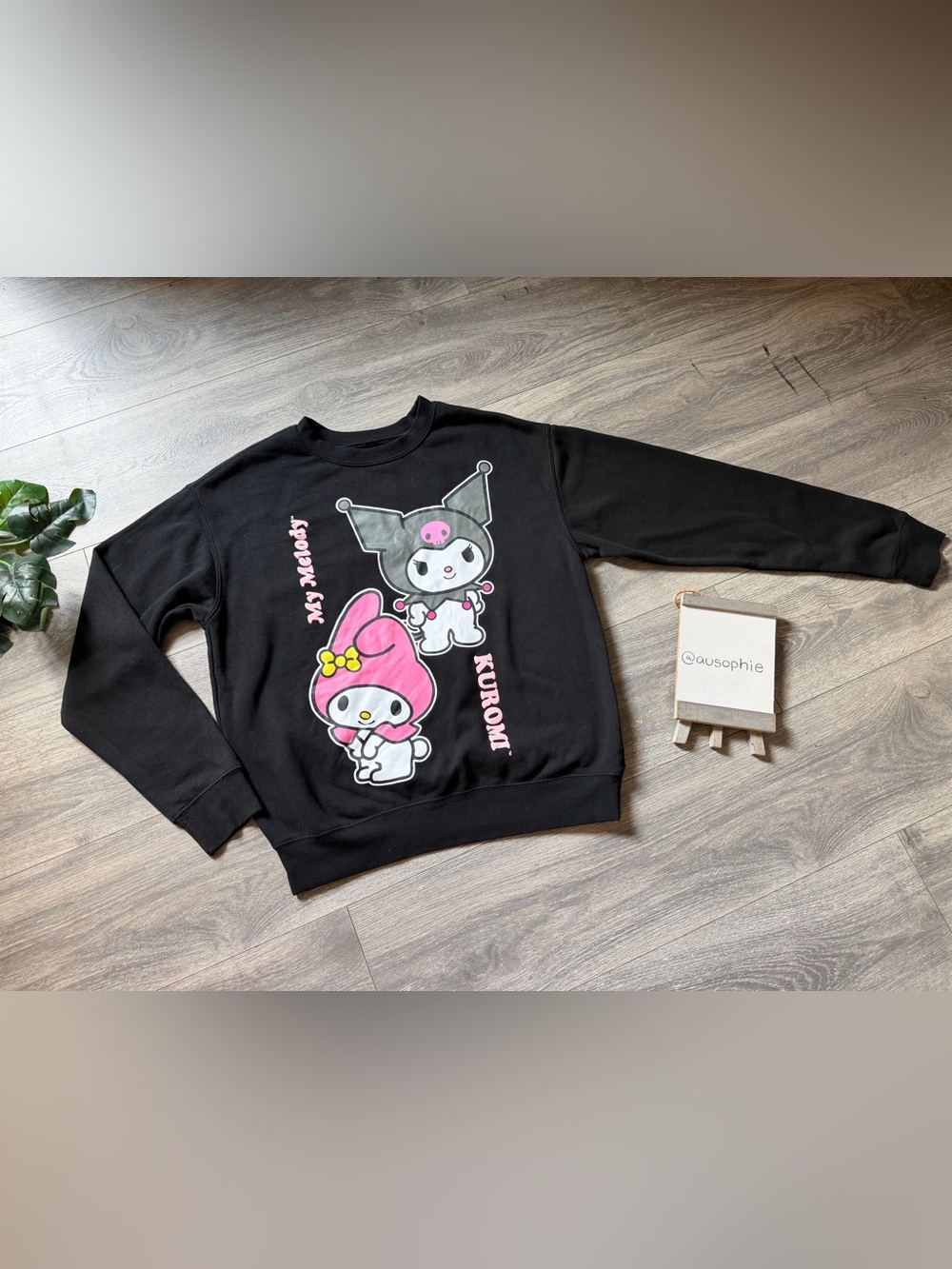 Sanrio Kuromi & My Melody Graphic Crewneck in Black. Size M